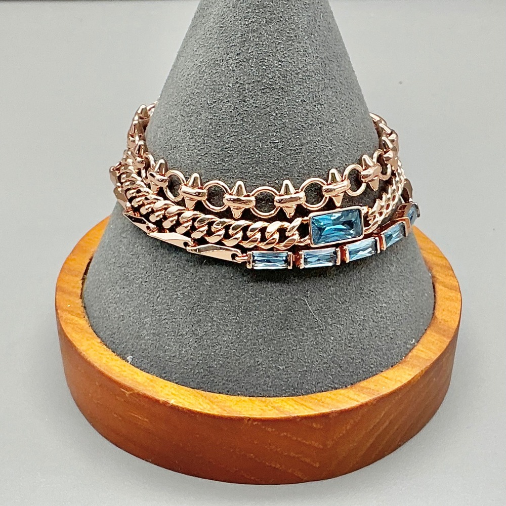 Bomb Party Bracelet Edgy Perfection RBP8080 London Blue Topaz Rose Gold 6-9.5"